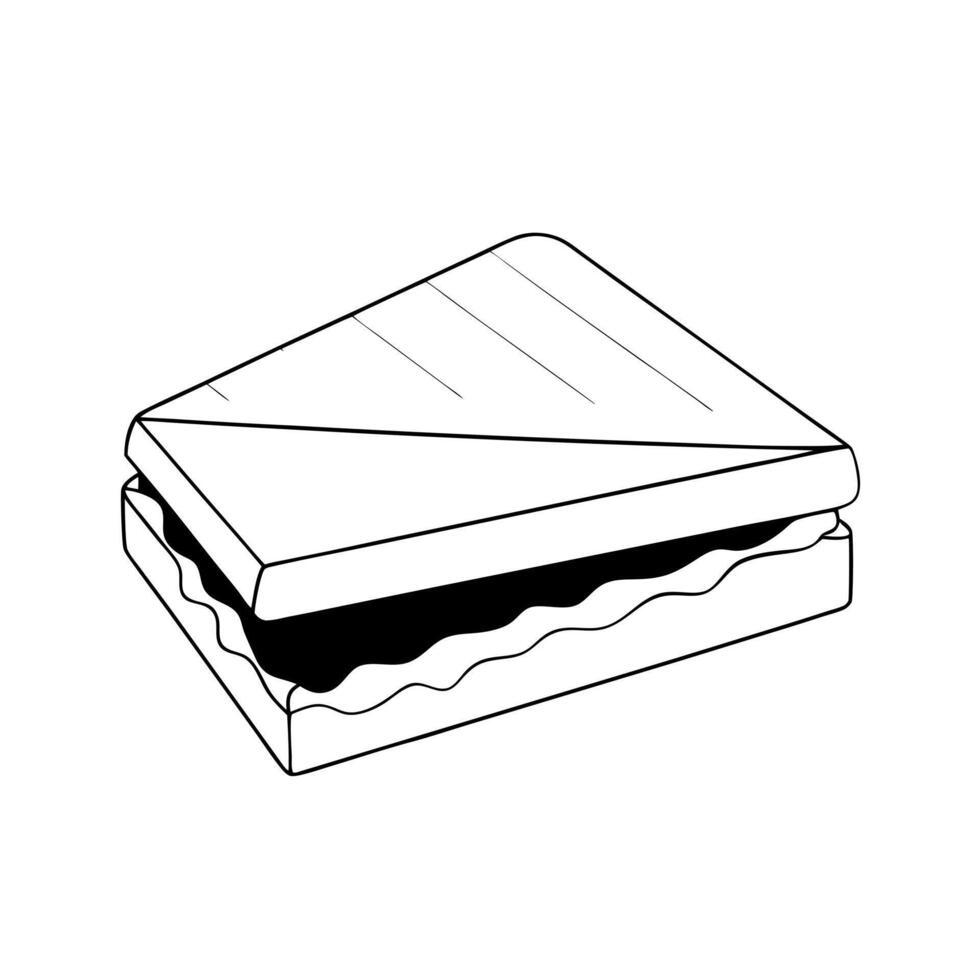 A black and white drawing of a sandwich vector