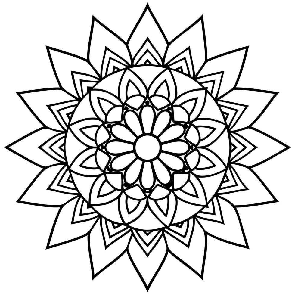 A black and white mandala coloring page vector