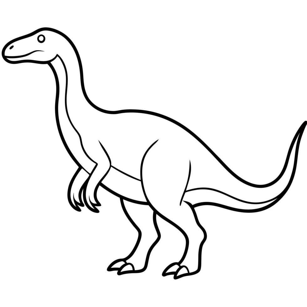 A dinosaur coloring page with a black and white outline vector