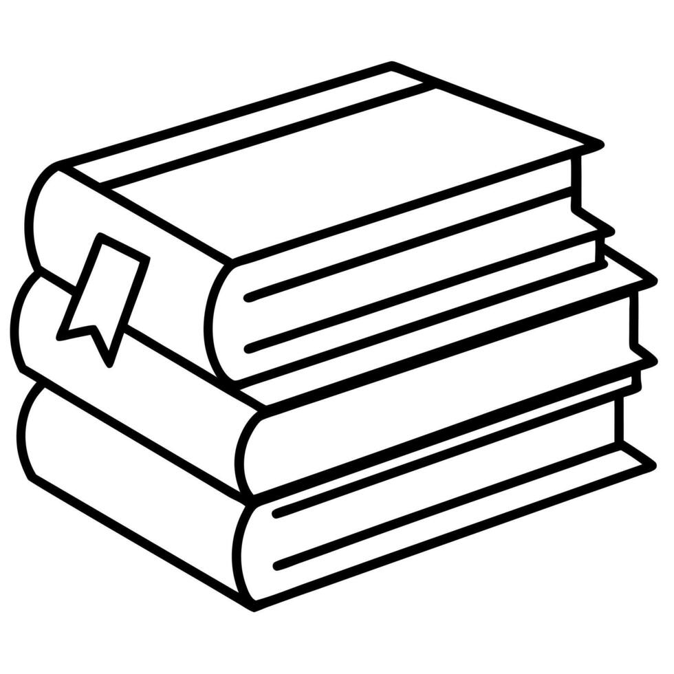 A black and white drawing of a stack of books vector