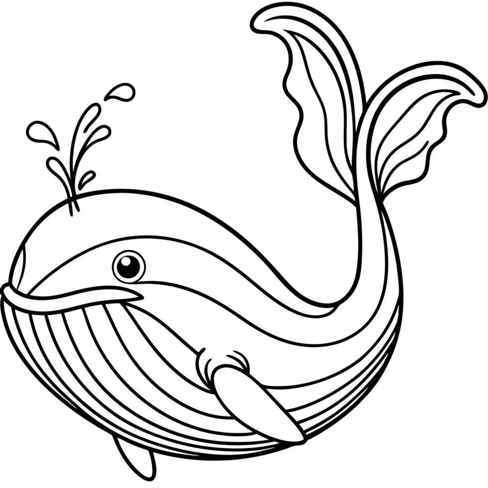 Whale coloring pages for kids vector