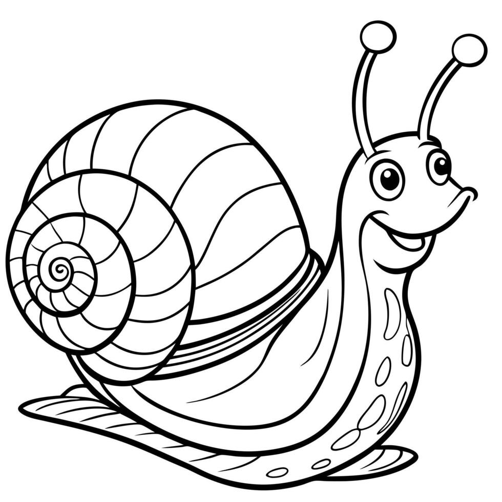 A snail coloring page for kids vector