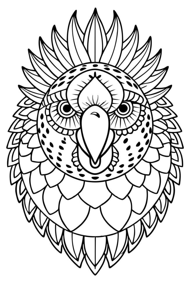 A coloring page with an image of an eagle vector