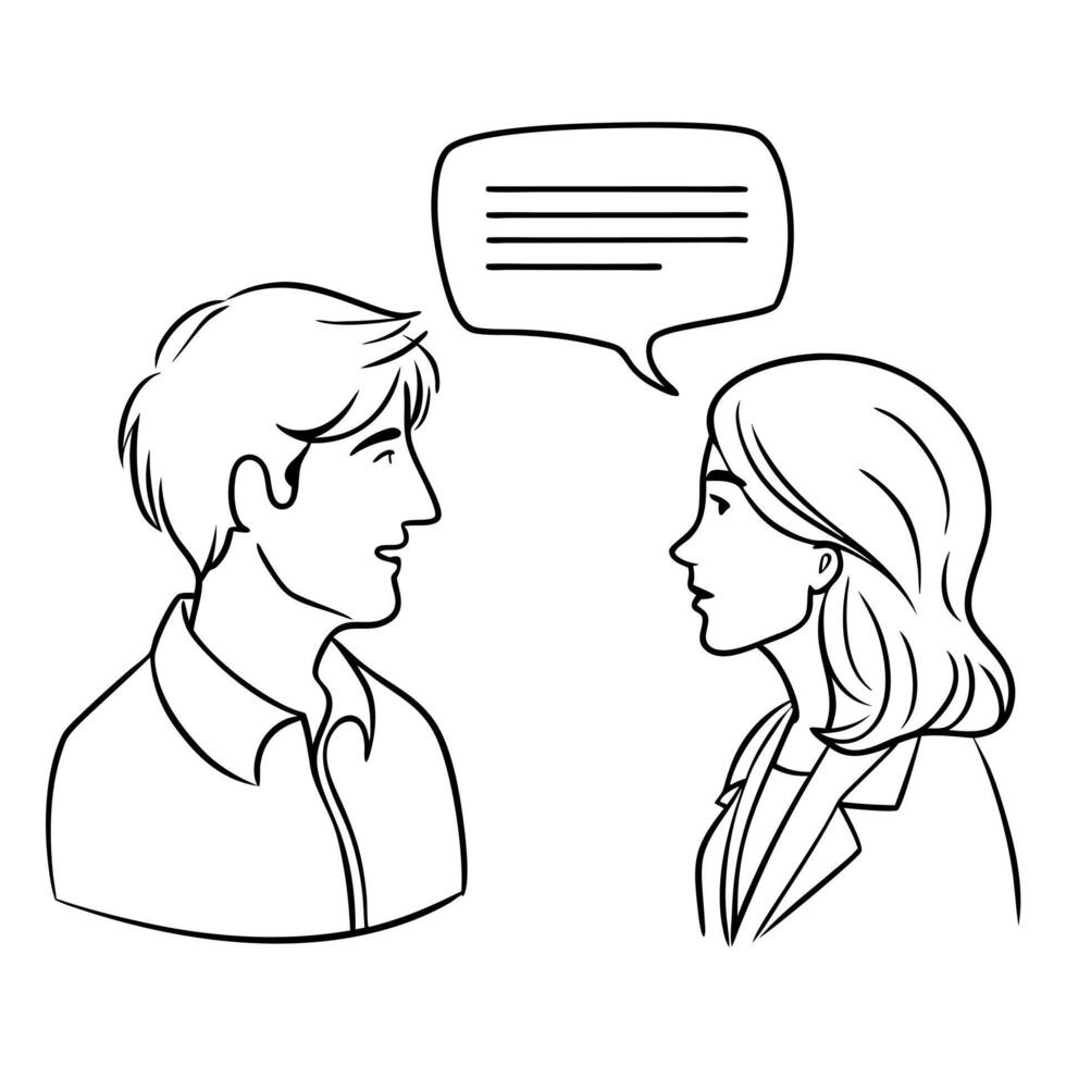 A man and woman talking to each other with speech bubbles vector