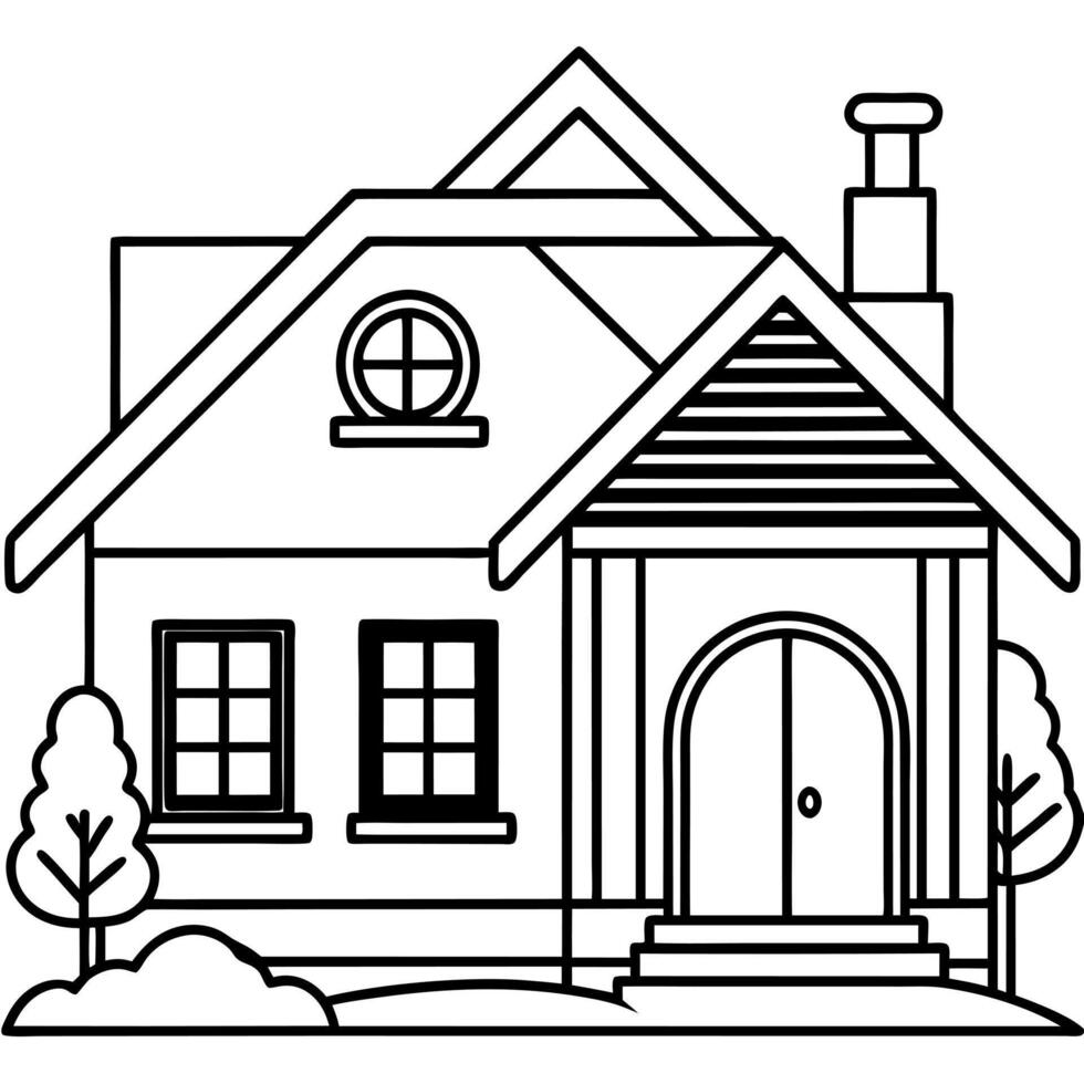House coloring pages for kids vector