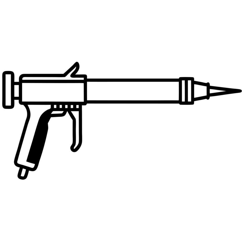 silhouette of caulking gun, illustration line art vector