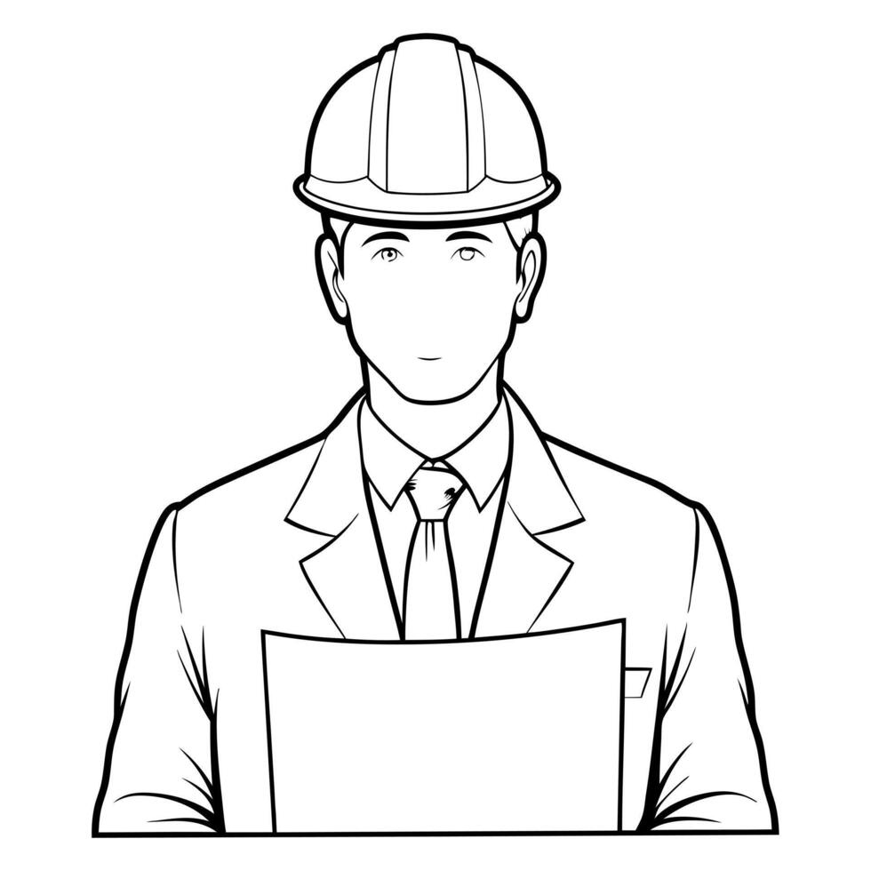 A man in a hard hat holding a piece of paper vector