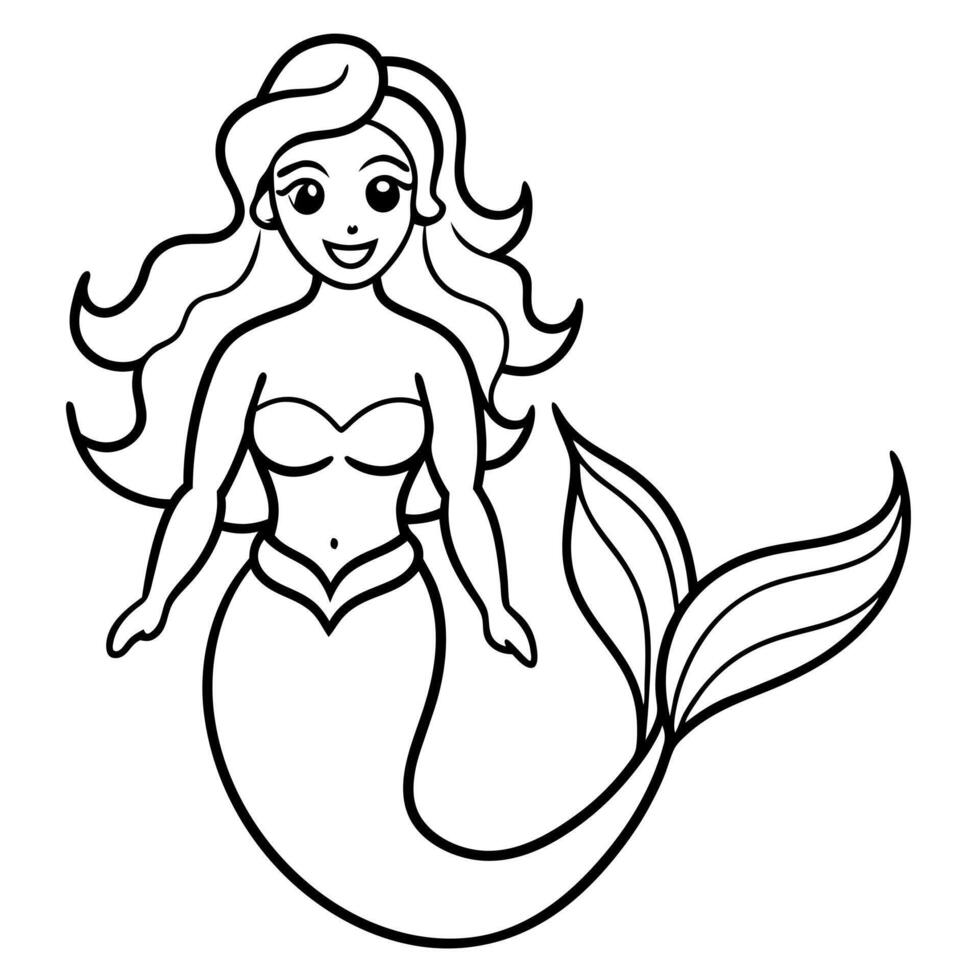 Mermaid coloring pages for kids vector