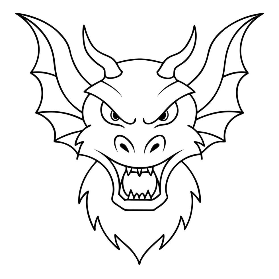 furious dragon, illustration line art vector