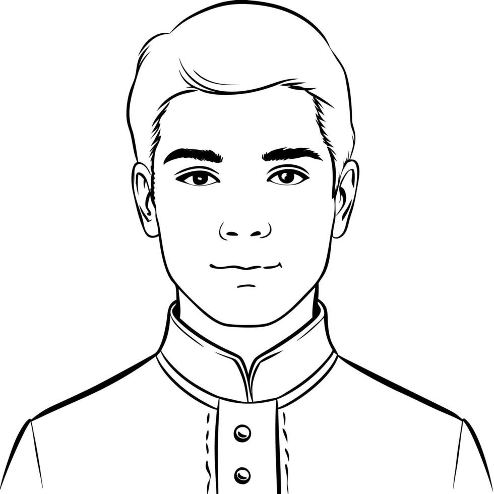 A man in a shirt and tie coloring page vector