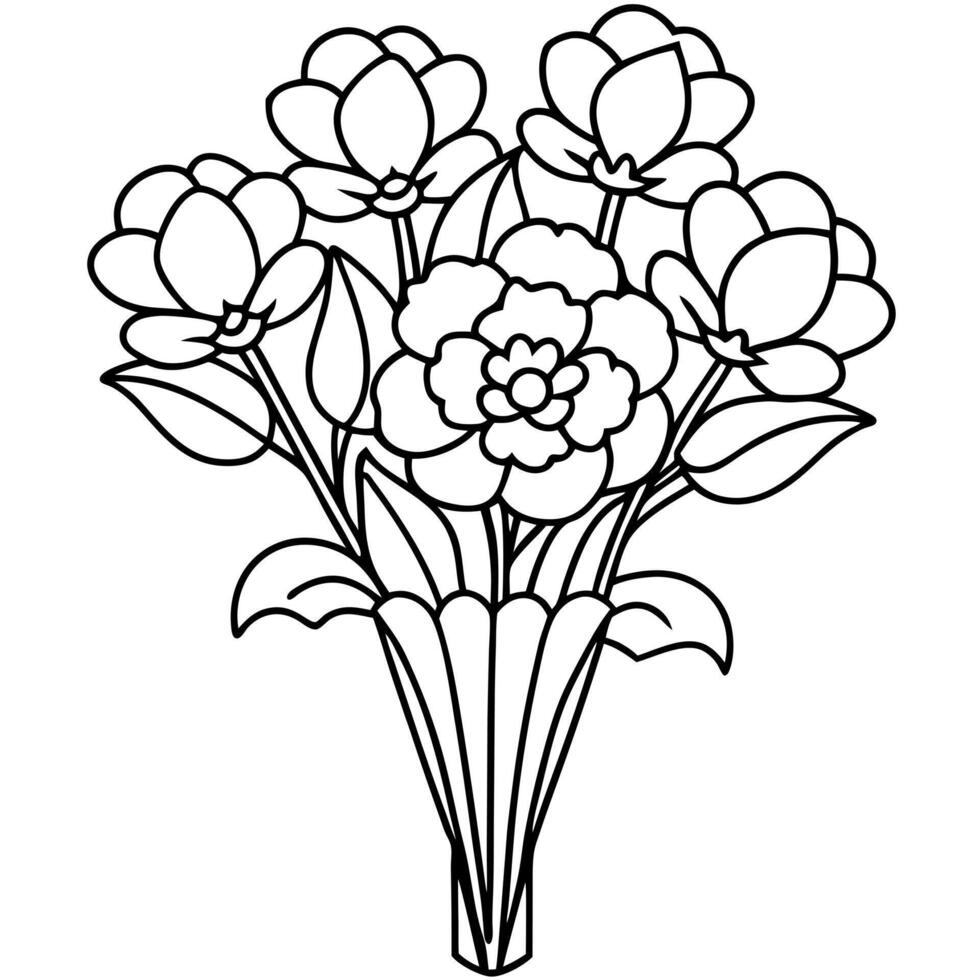 A bouquet of flowers coloring page vector