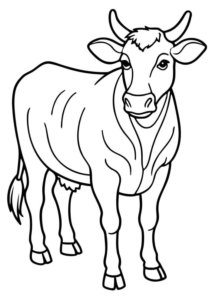 Cow coloring pages for kids vector