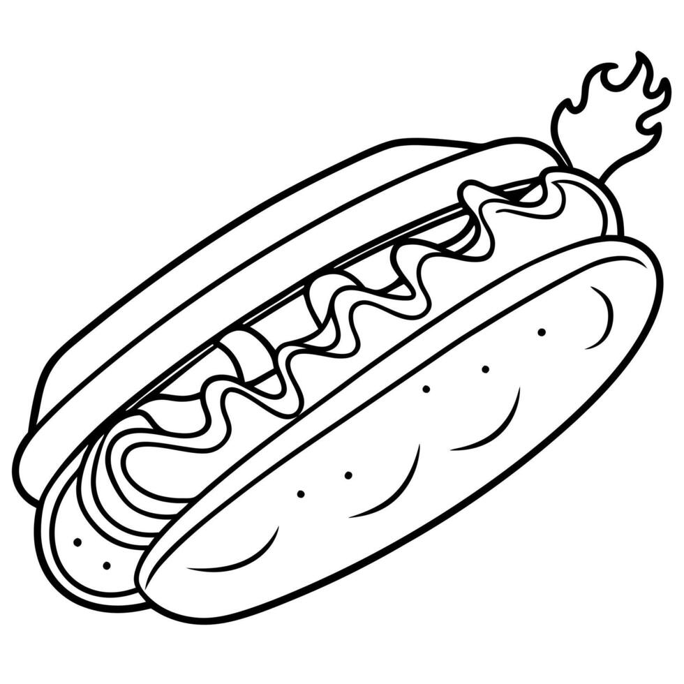 Hot dog coloring pages vector