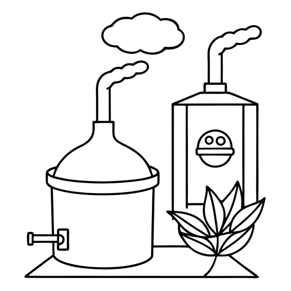 brewing, illustration line art vector