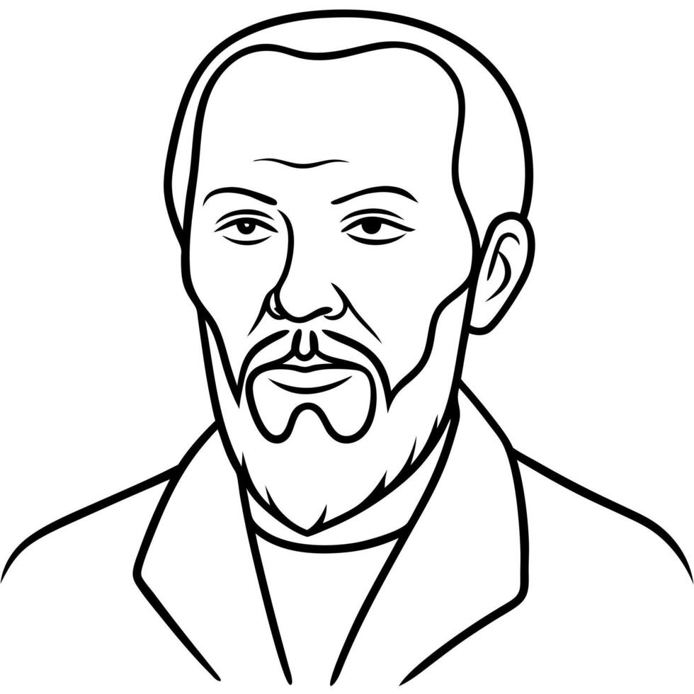 A man with a beard and mustache in black and white vector