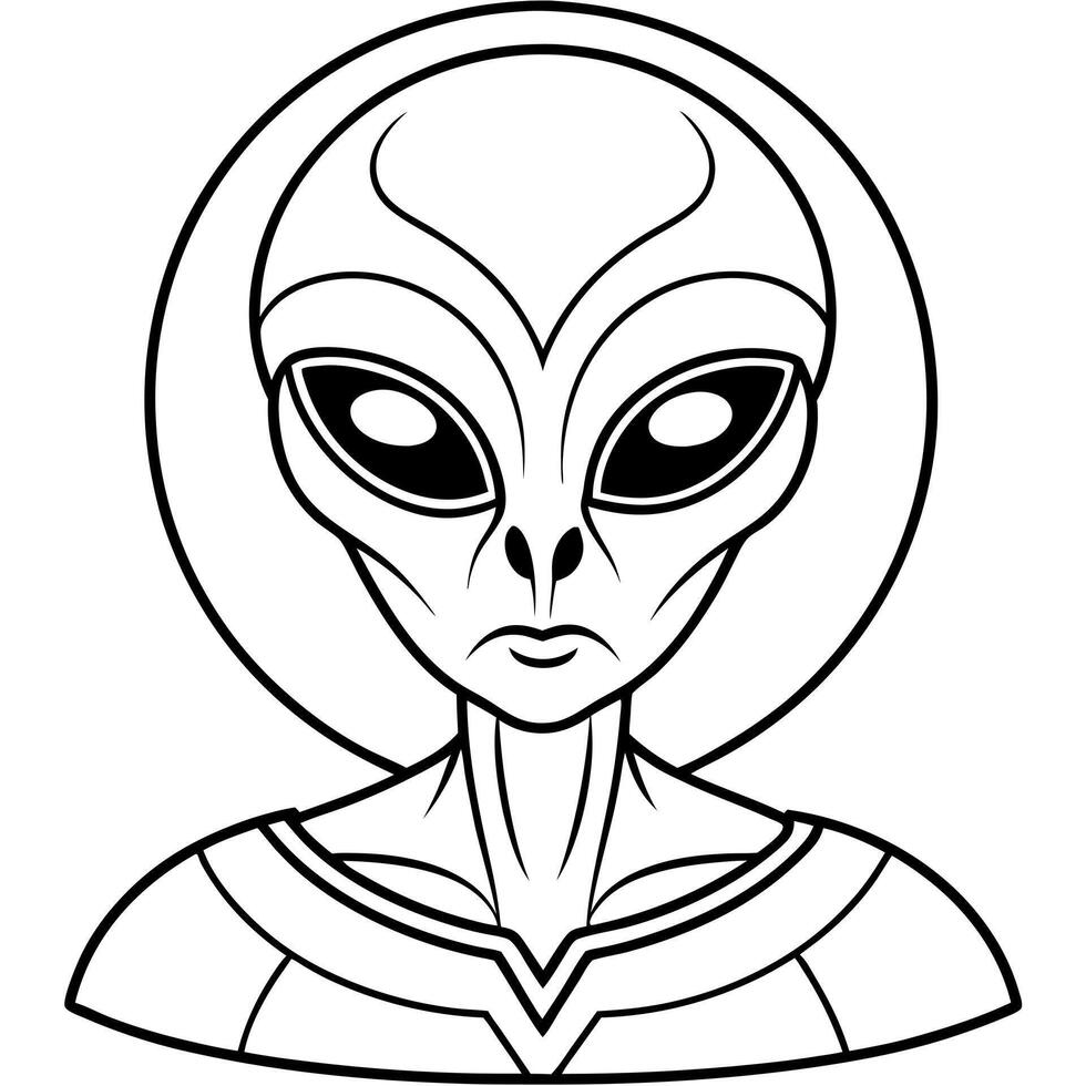 Alien face coloring pages vector