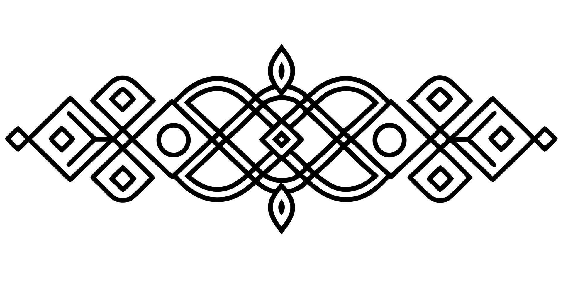 A black and white drawing of a geometric pattern vector