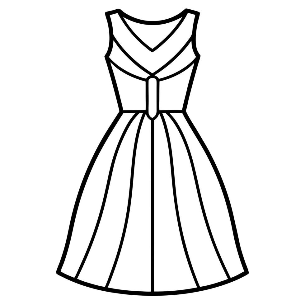 dress thin outline elegant minimalist icon for website, black and white, white background, vector