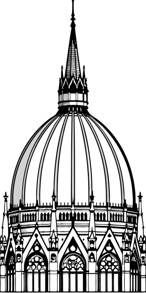 A drawing of a domed building vector