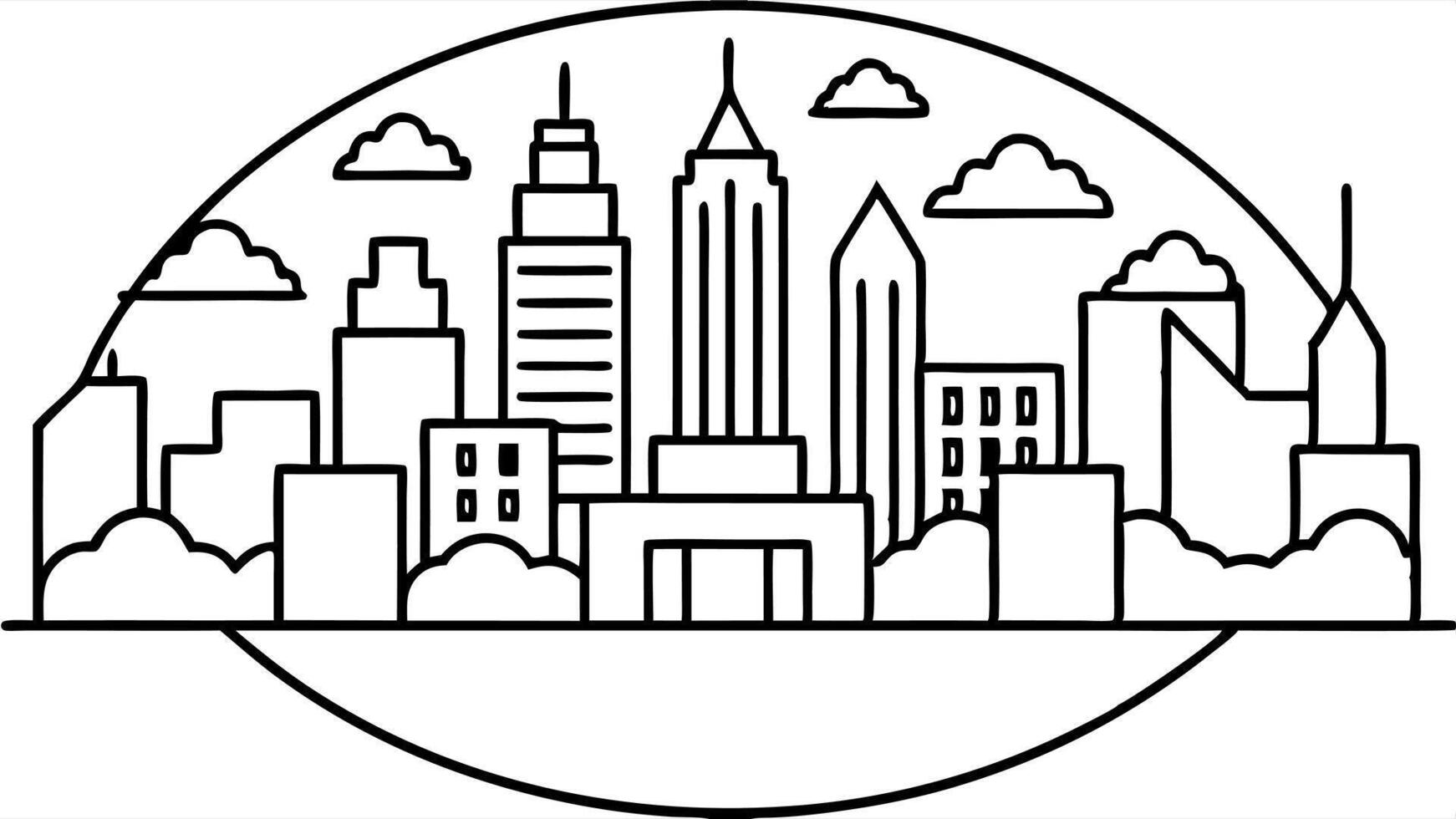 New york city skyline line art illustration vector