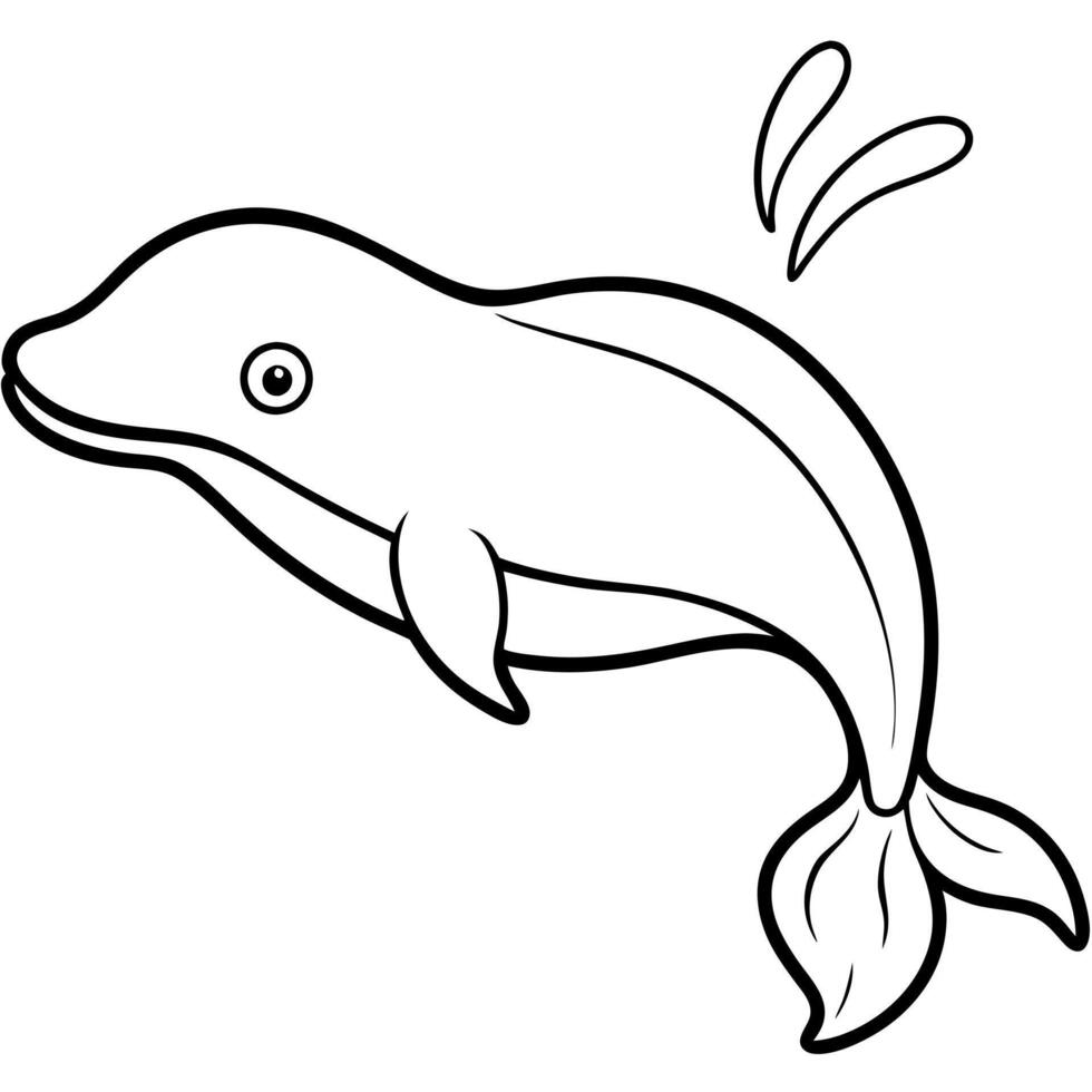 a whale with a spout of water shooting from its blowhole, illustration line art vector