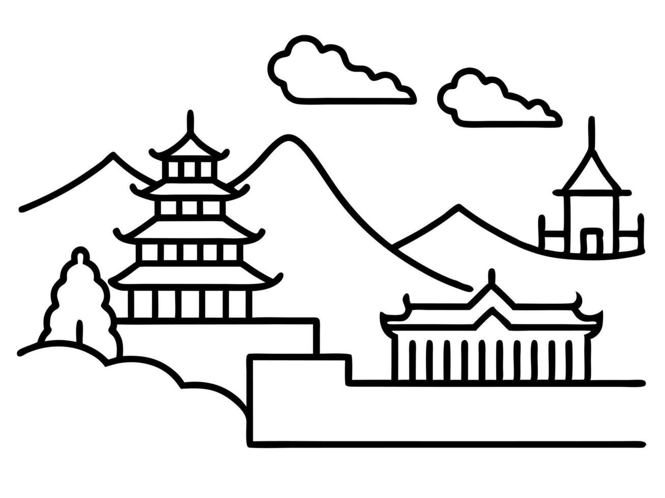 China travel line icon illustration vector