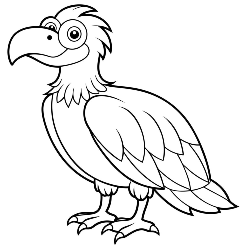 A cartoon vulture coloring page vector