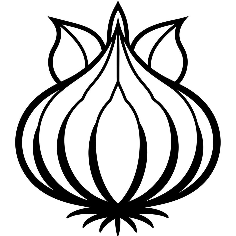 An onion with leaves and leaves on it vector