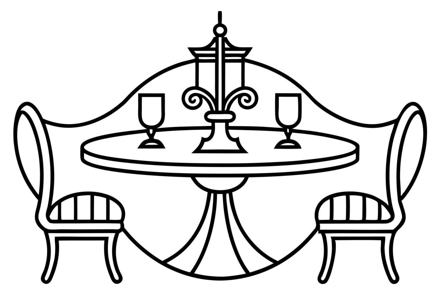 Dining table and chairs vector