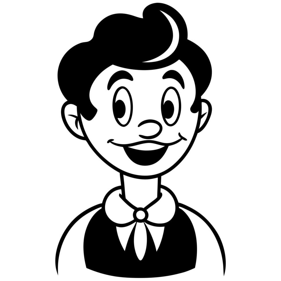 A cartoon man with a tie and bow tie vector