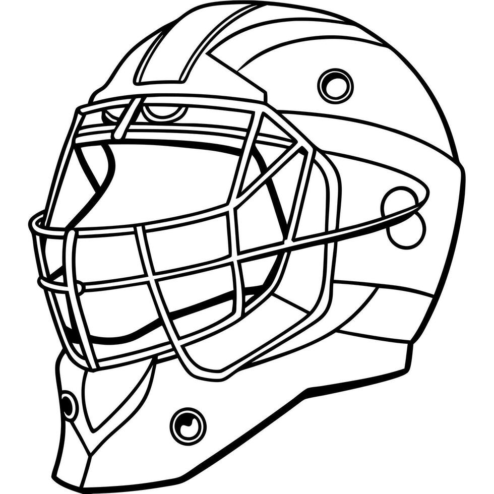 draw a hockey goalie mask, sideways, illustration line art vector