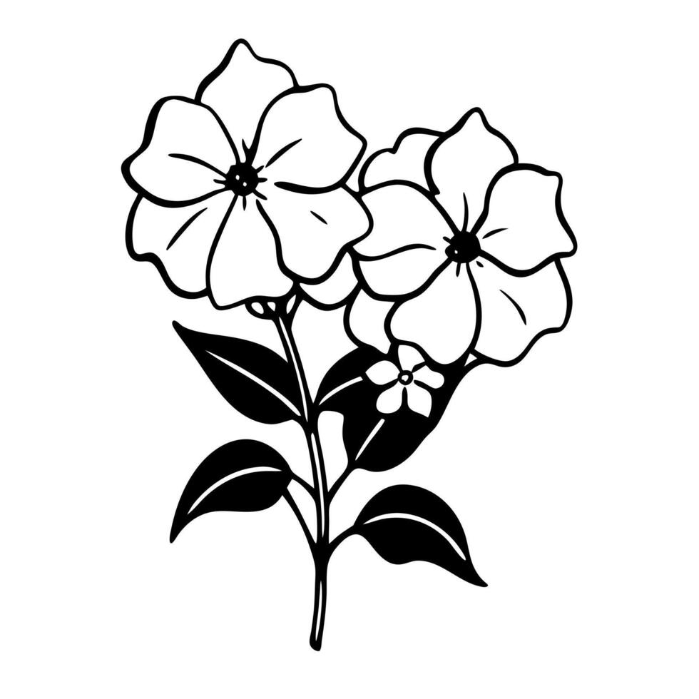 A black and white drawing of flowers vector