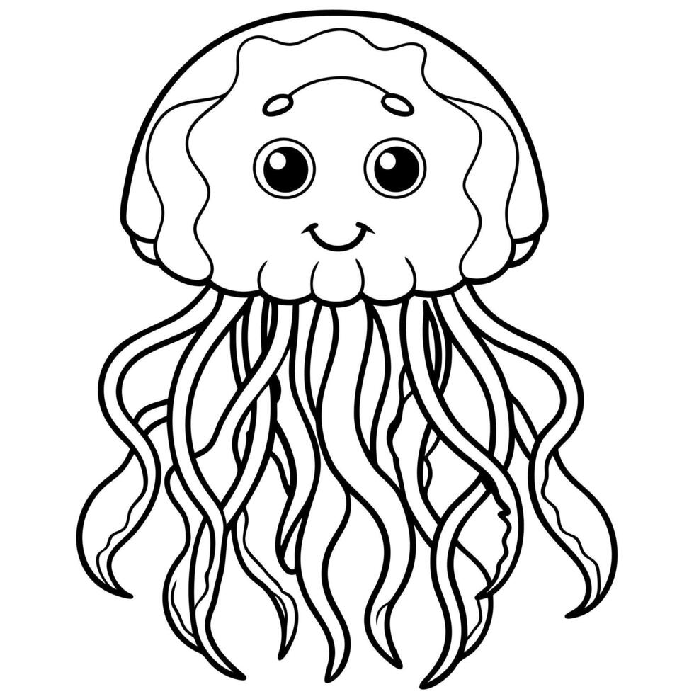Jellyfish coloring pages for kids vector