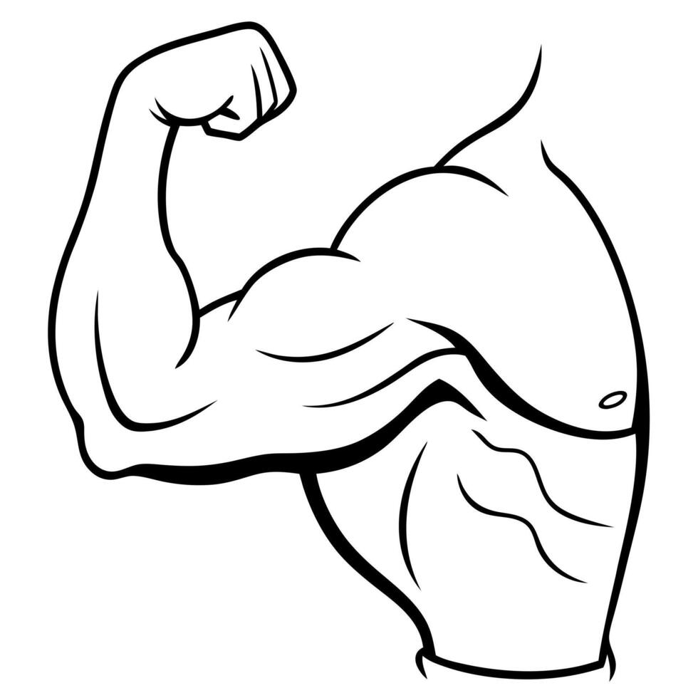 A black and white drawing of a muscular man vector