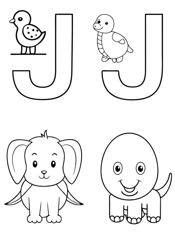 Letter j coloring pages for kids vector