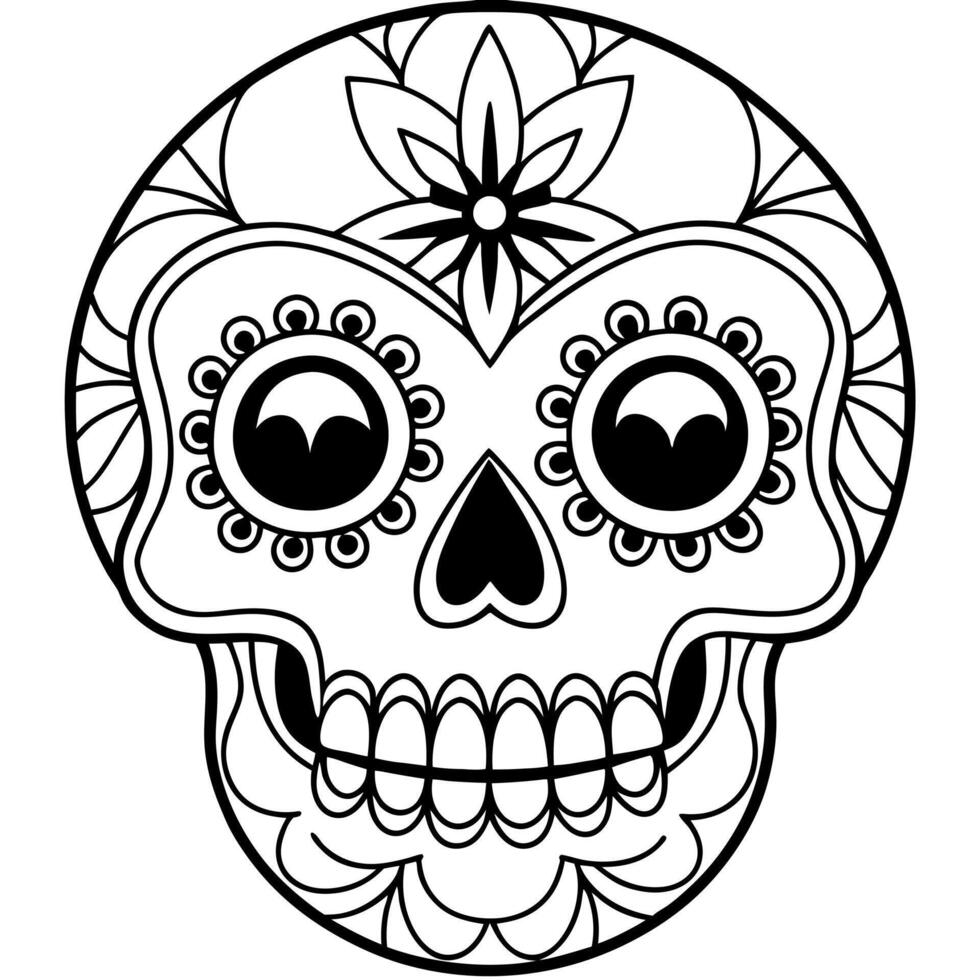 day of the dead skull design, background, graphic, illustration line art vector