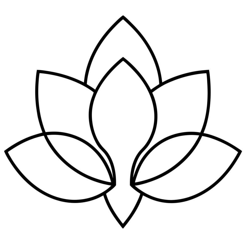 A black and white outline of a lotus flower vector