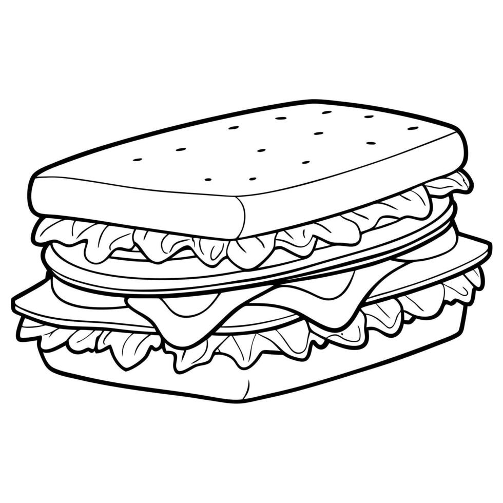 A sandwich is shown in this coloring page vector