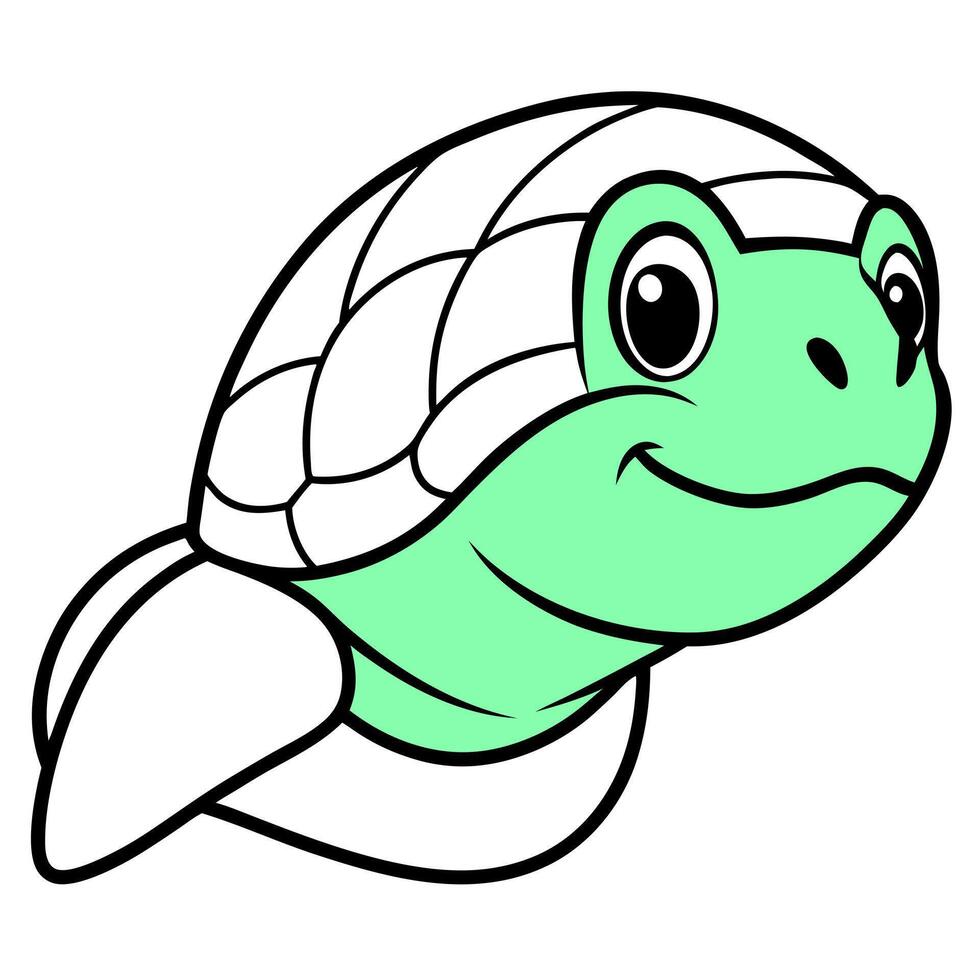 A turtle with a green shell and white eyes vector