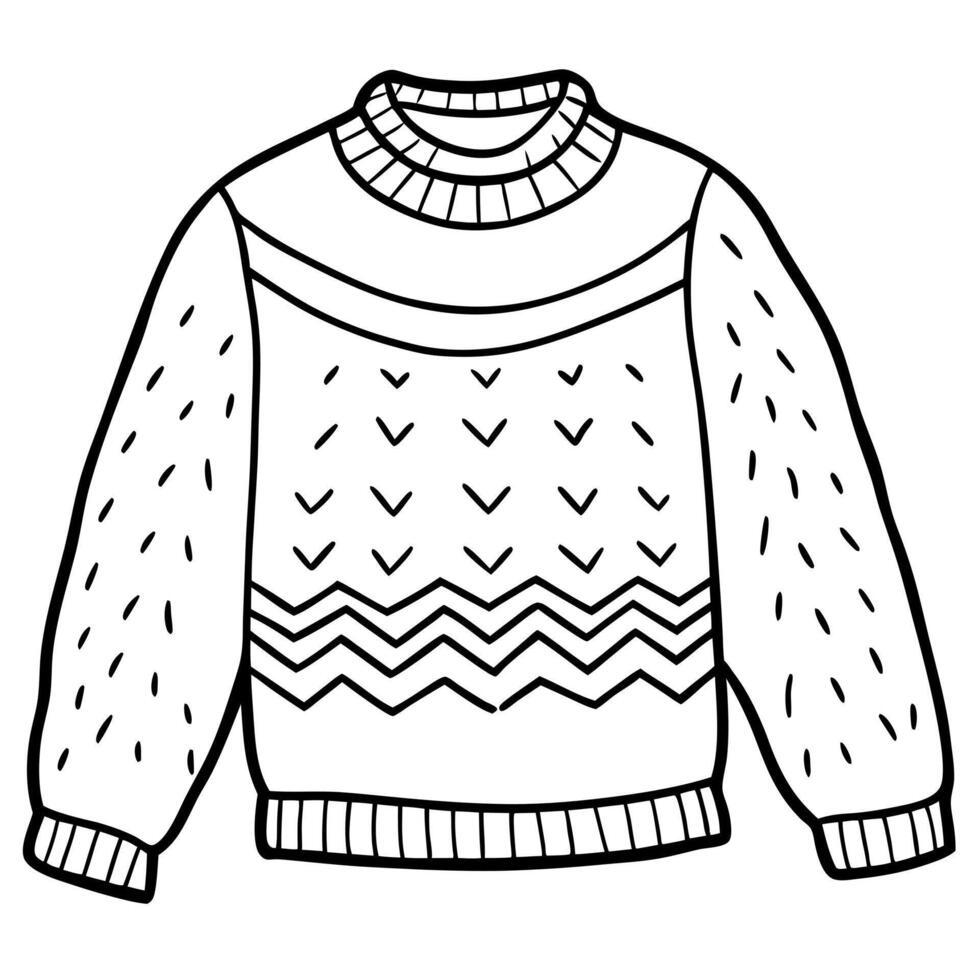 a coloring page of wool sweater, illustration line art vector