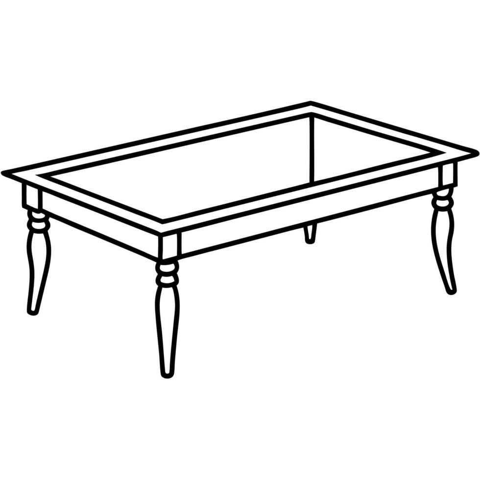 A black and white drawing of a coffee table vector