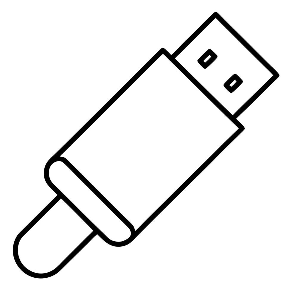 usb icon, illustration line art vector