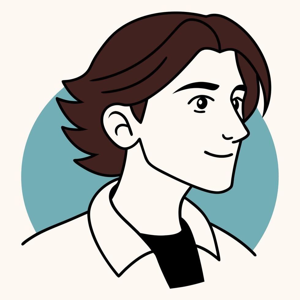 A cartoon man with brown hair and a white shirt vector