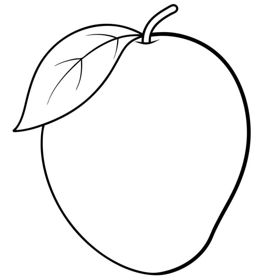 A mango with leaves on it coloring page vector