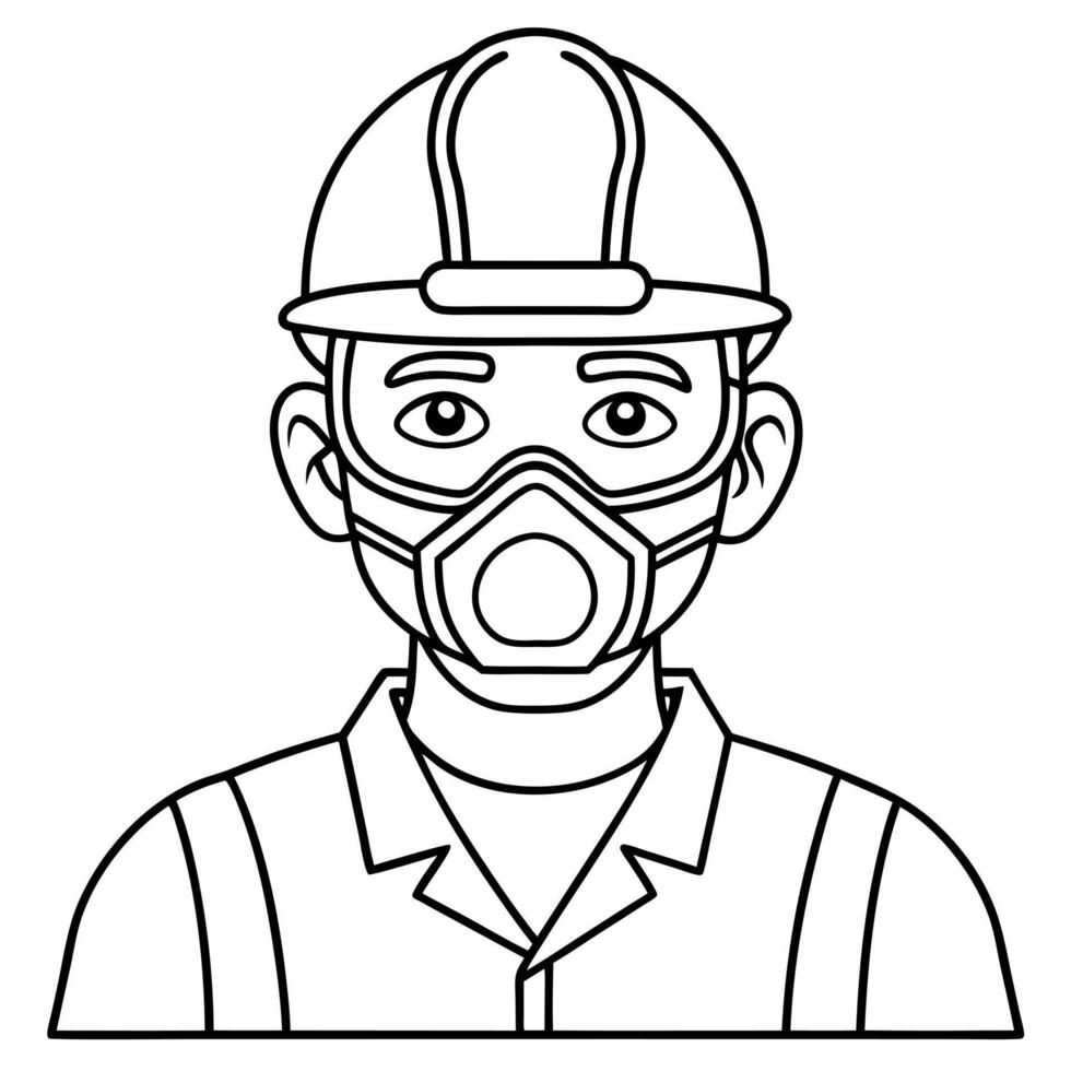 A man in a hard hat and protective mask vector
