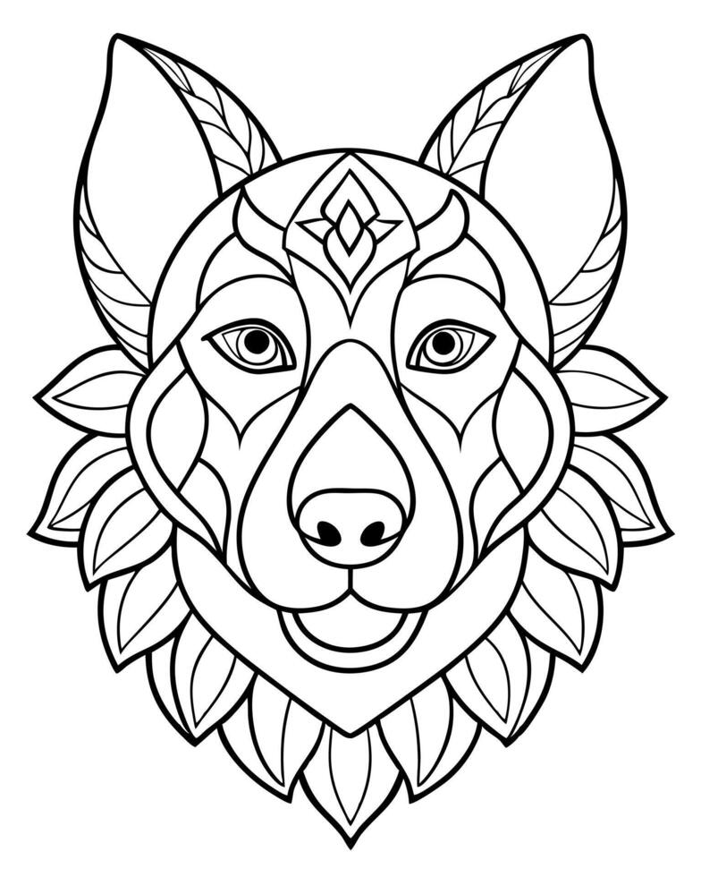 A dog head with geometric patterns on it vector