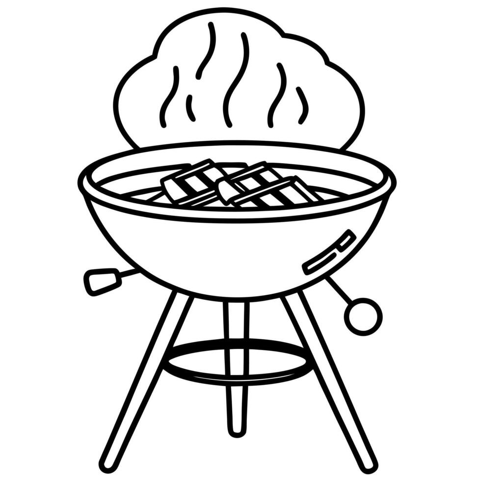 Bbq grill coloring page vector