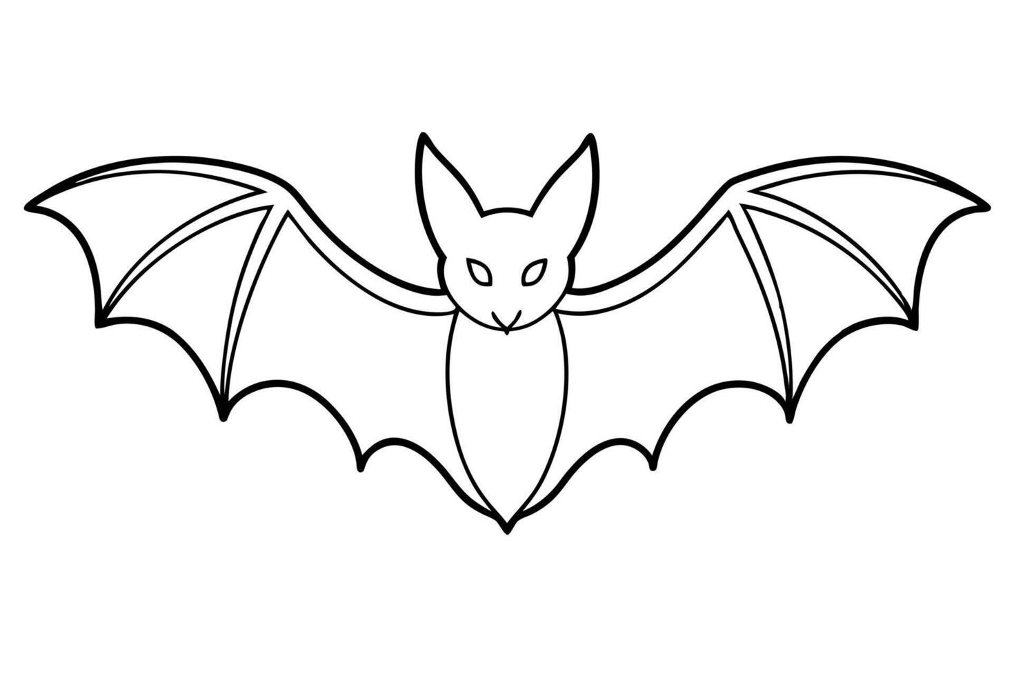 A bat coloring page with a black outline vector