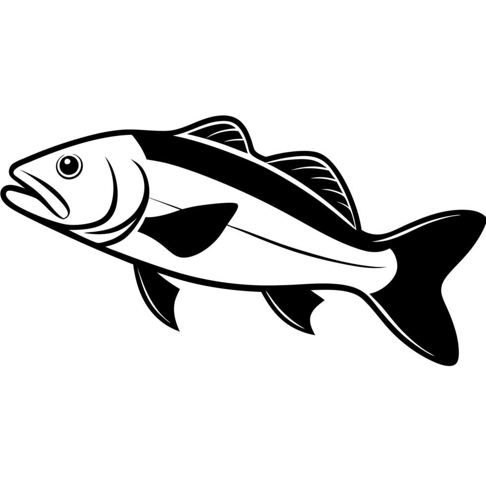 A black and white fish on a white background vector