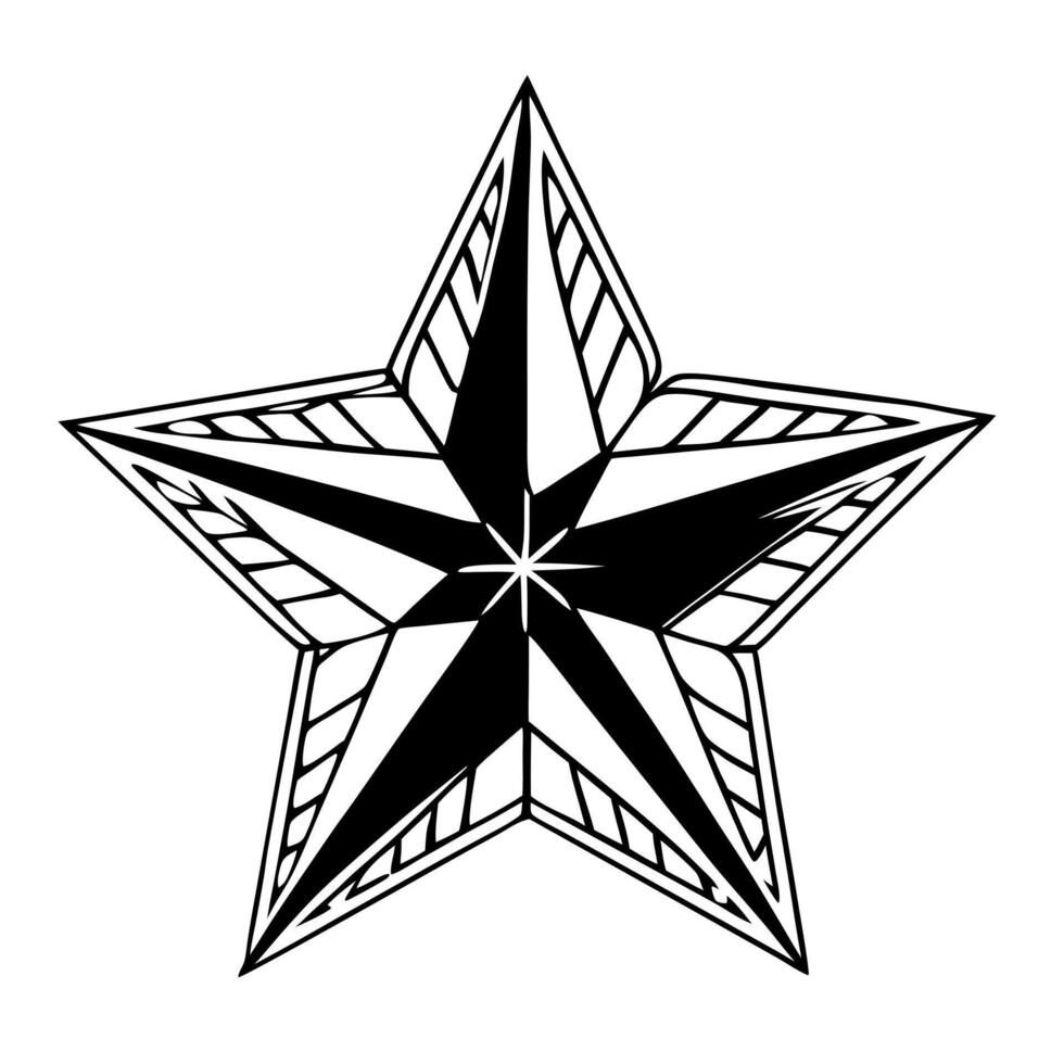 christmas star, illustration line art vector